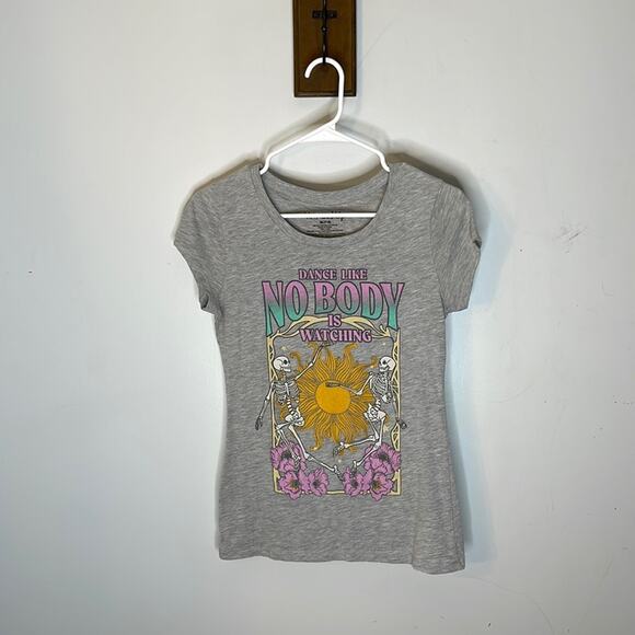 WOUND UP Gray Multicolored "Dance Like No One Is Watching" Skeleton T Shirt MD - Picture 1 of 6